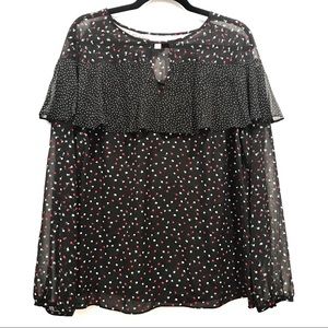 LC Lauren Conrad Long Sleeve Semi Sheer Top L